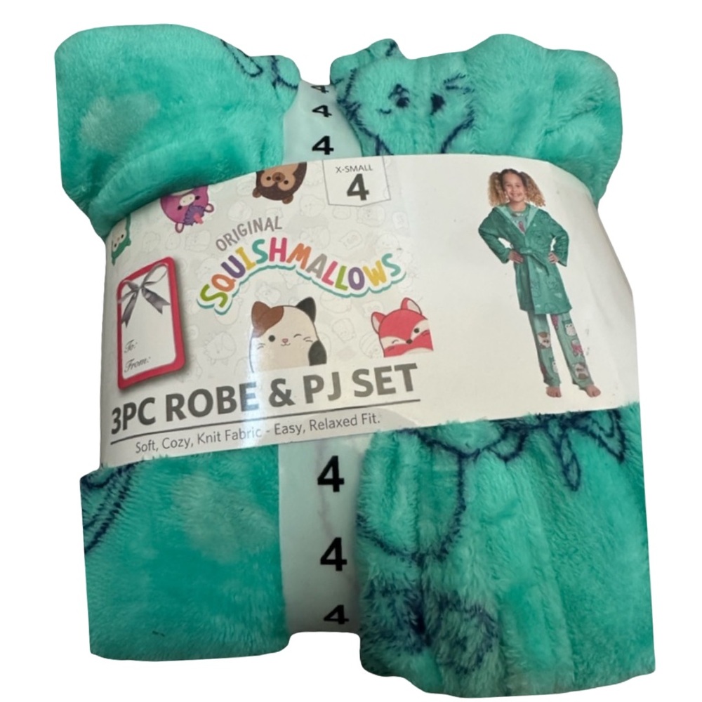 Squishmallows 3 PIECE Soft Hooded Robe & Pajama Set size 4 XS - Picture 3 of 11